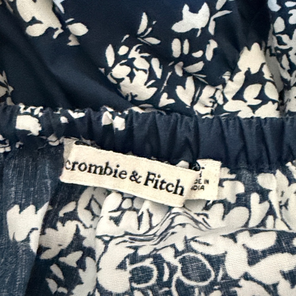 Abercrombie & Fitch Floral Blue and White Bow Maxi boho Dress Size  LT - Picture 9 of 11